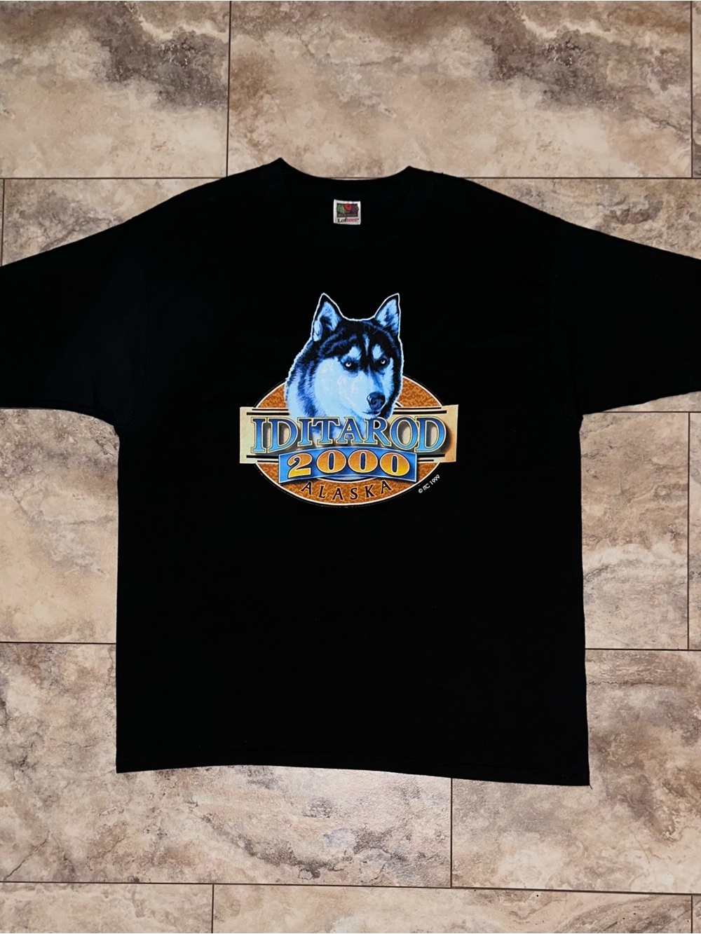 Vintage 1999 Iditarod 2000 Alaska Husky Sled Dog Tee Black USA Size XL